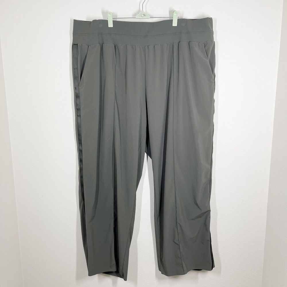 Athleta Nolita Wide Leg Pants Womens‎ Plus Size 26 Green Gray Pockets Seamed
